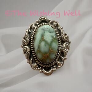 Palomino Turquoise (Varisvite) Victorian Style Oval Ring 6-10